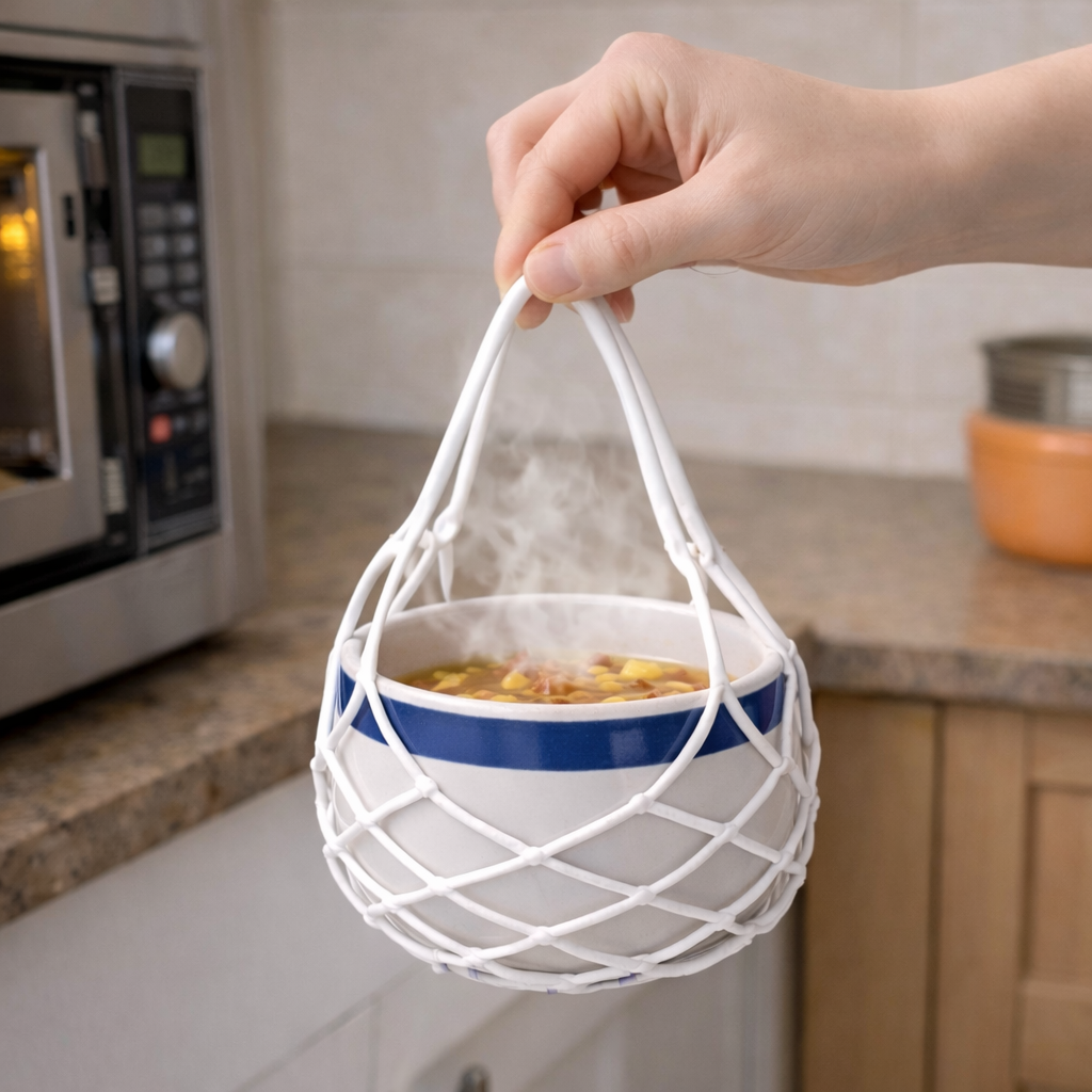KUBOZN® 2-in-1 Silicone Mesh Bag & Heat-Resistant Trivet Mat for Hot Bowls (Offer)