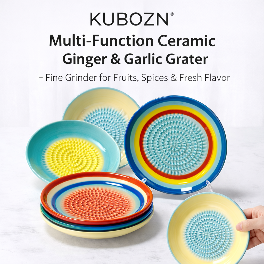 KUBOZN® Multi-Function Ceramic Ginger & Garlic Grater – Fine Grinder for Fruits, Spices & Fresh Flavor