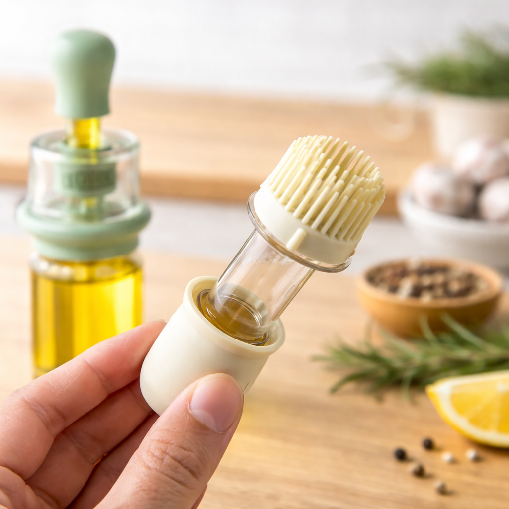 KUBOZN® 2-in-1 Glass Oil Bottle with Integrated Brush — The Precision Squeeze-to-Baste Solution for Fresh-Separated, Mess-Free Cooking (Offer)
