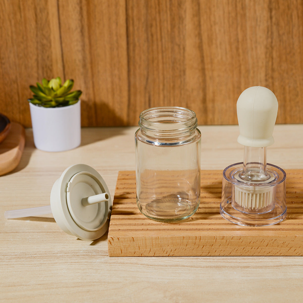 KUBOZN® 2-in-1 Glass Oil Bottle with Integrated Brush — The Precision Squeeze-to-Baste Solution for Fresh-Separated, Mess-Free Cooking