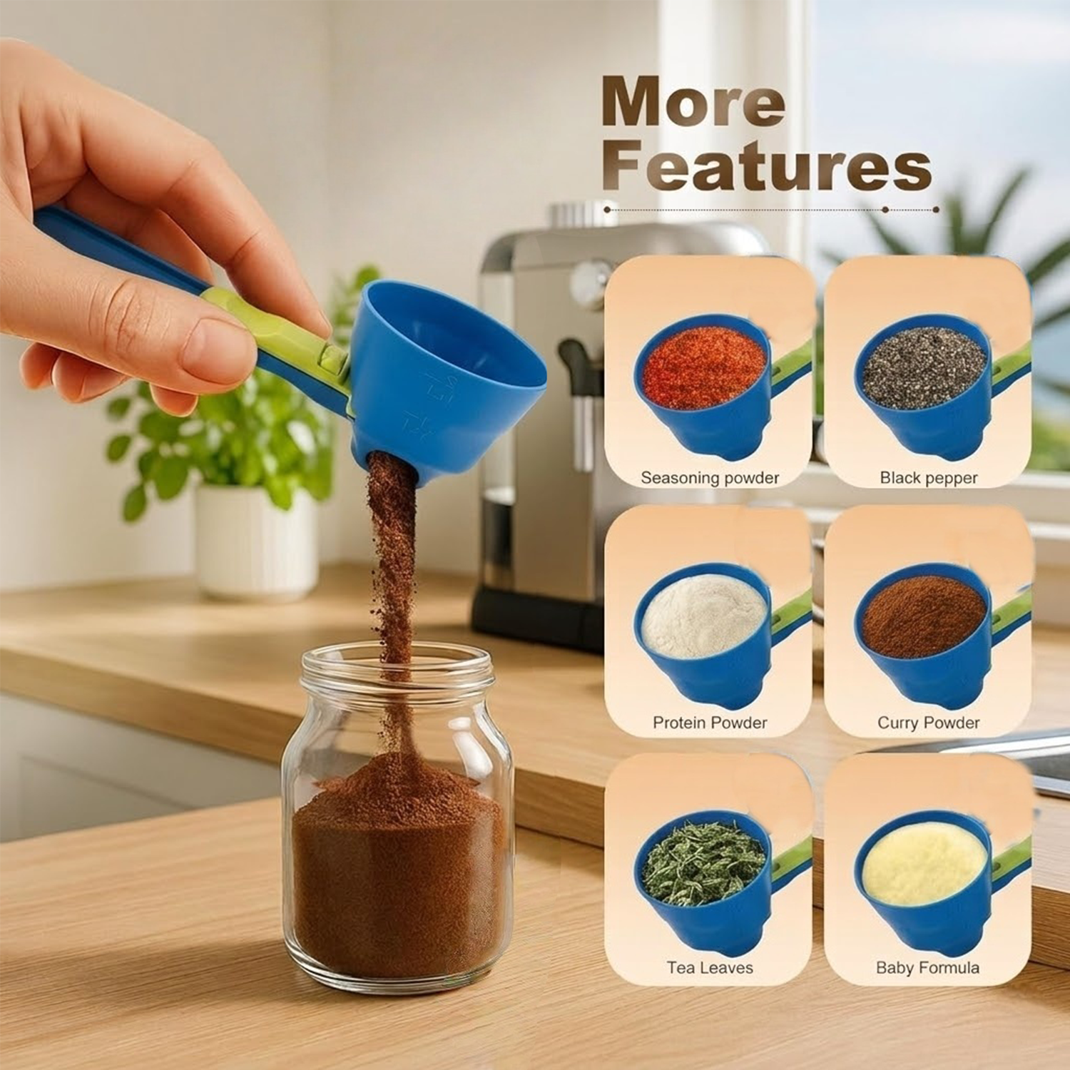 KUBOZN® 2-in-1 Spill-Proof Scoop & Funnel — For Coffee, Protein & Baking (Offer)