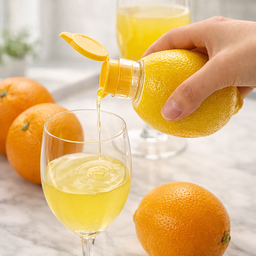 KUBOZN® 2-in-1 Mini Citrus Juicer – Mess-Free, Seed-Free, Effortless Squeeze Lemon & Orange Press for Everyday Kitchen Use