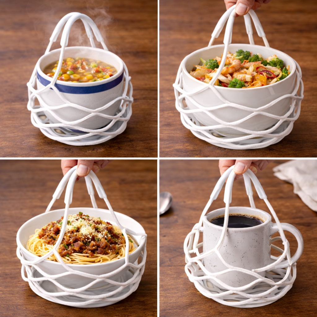 KUBOZN® 2-in-1 Zero-Void™ Silicone Mesh Bag & Heat-Resistant Trivet Mat for Hot Bowls