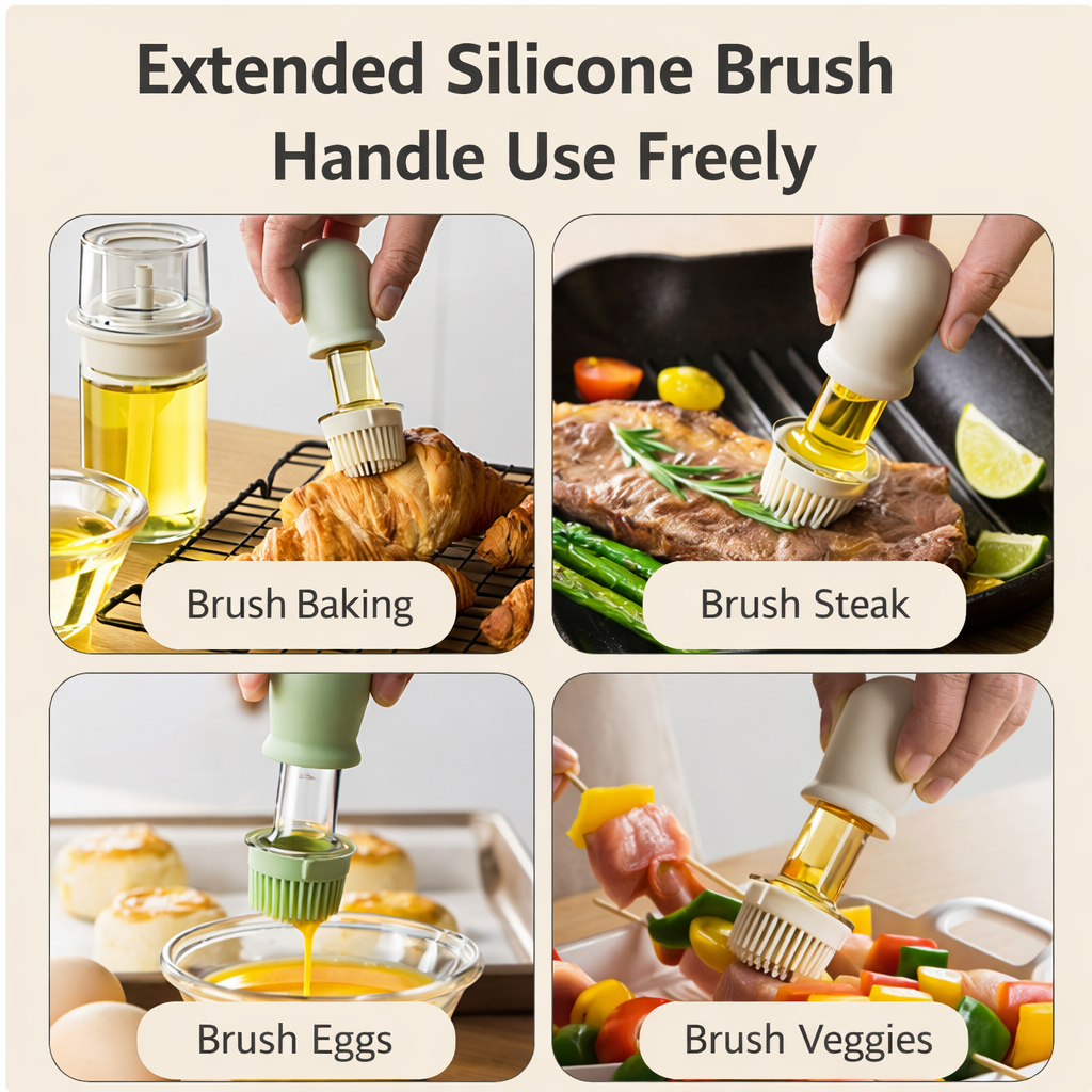 KUBOZN® 2-in-1 Glass Oil Bottle with Integrated Brush — The Precision Squeeze-to-Baste Solution for Fresh-Separated, Mess-Free Cooking (Offer)