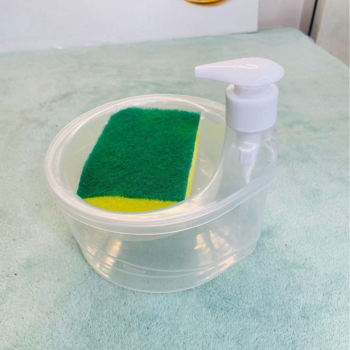 KUBOZN® Premium Dish Soap Dispenser – One-Hand Press, Refillable & Mess-Free + Free Sponge Included